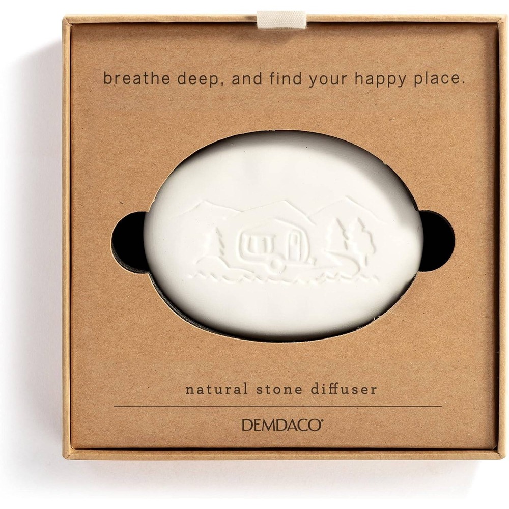 DEMDACO Natural Stone Diffuser White Embossed Camper Mountain Scene New
